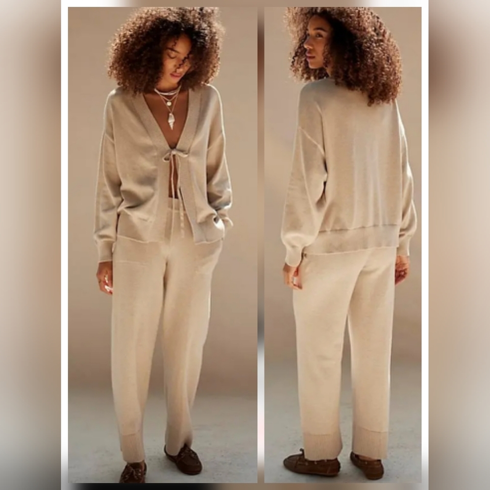Free People Beach Solar Sweater Set Oatmeal Heather